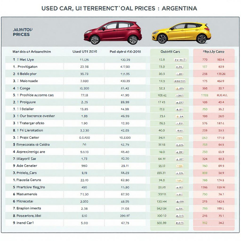 Tabla de precios de mercado