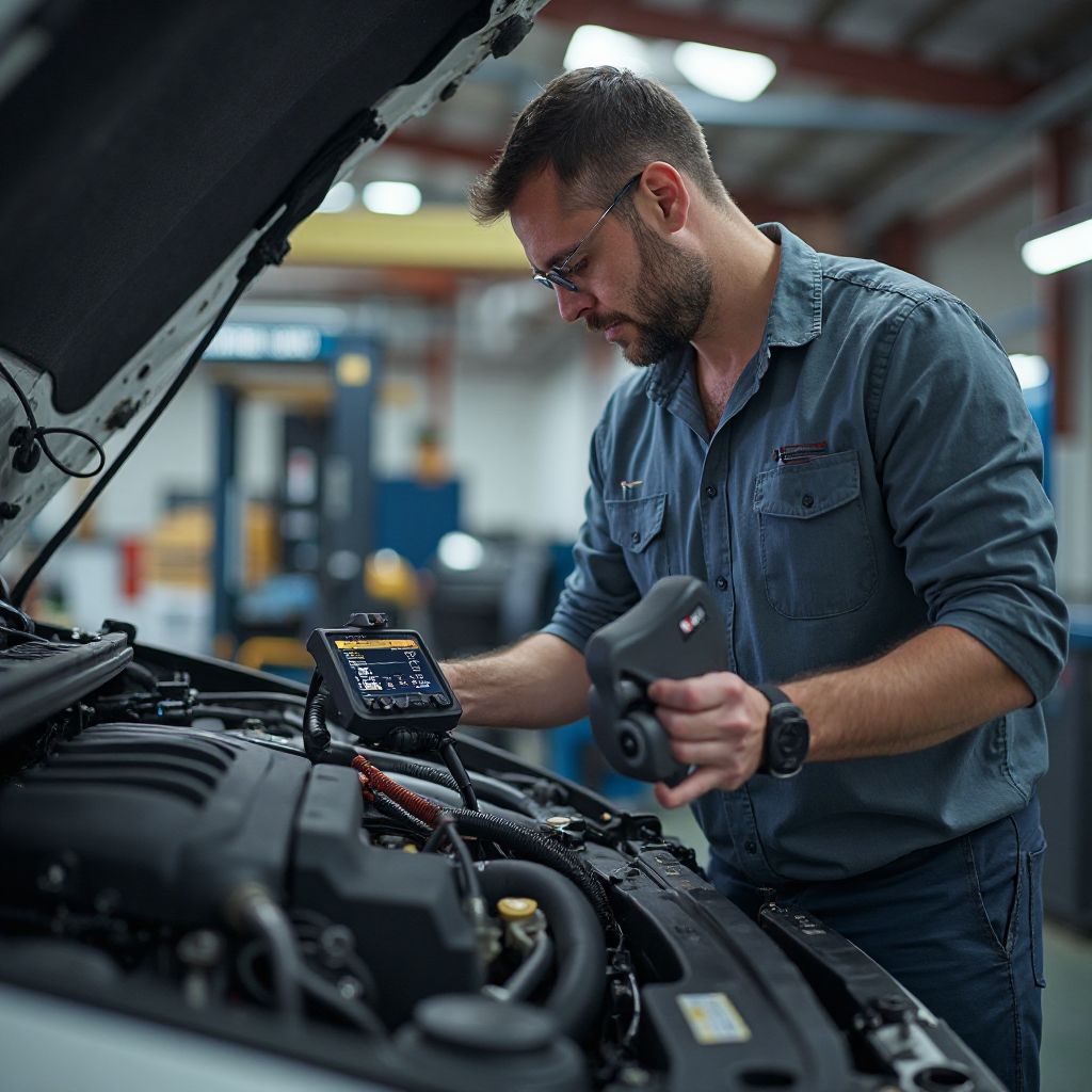 Técnico realizando inspección de motor